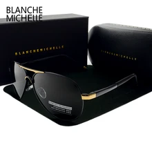 Blanche michelle 2020 vintage piloto óculos de sol polarizados dos homens condução uv400 sunglass okulary com caixa alta qualidade sunglasses men sunglass man sun glasses