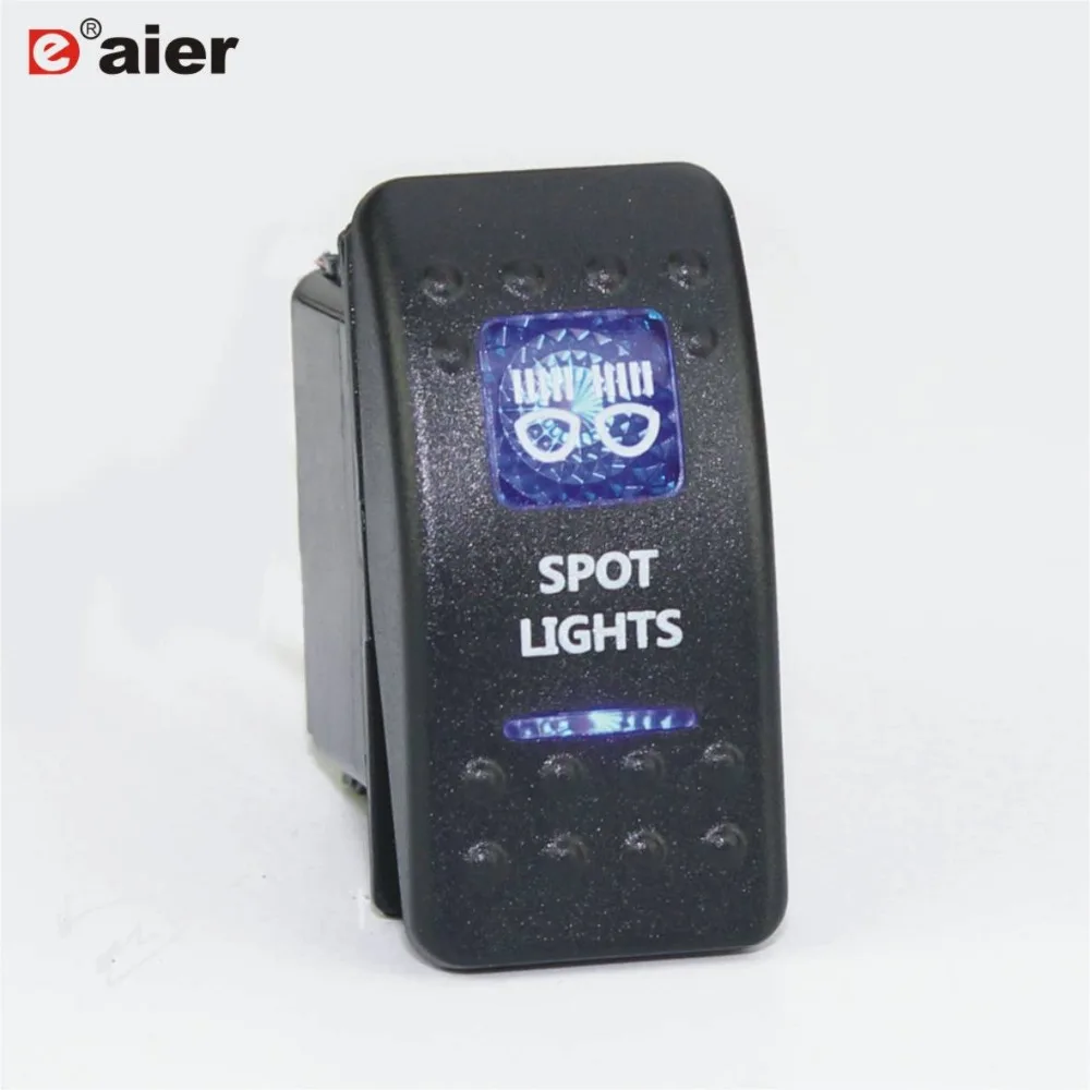 

1PC 12/24V SPST ON OFF Locking 5 Pin Rocker Type 20A Plastic Illuminated Blue LED Waterproof Marine Switch