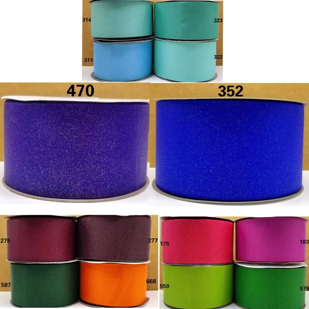 

Free shipping 50 yard 3" 75mm solid glitter printed grosgrain ribbon