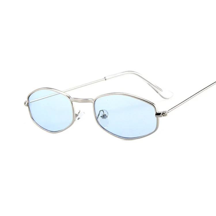 Женские солнцезащитные очки в металлической квадратной небольшой оправе, Классические винтажные цветные зеркальные солнечные очки с изображением Меркурий океана - Цвет линз: SilverBlue