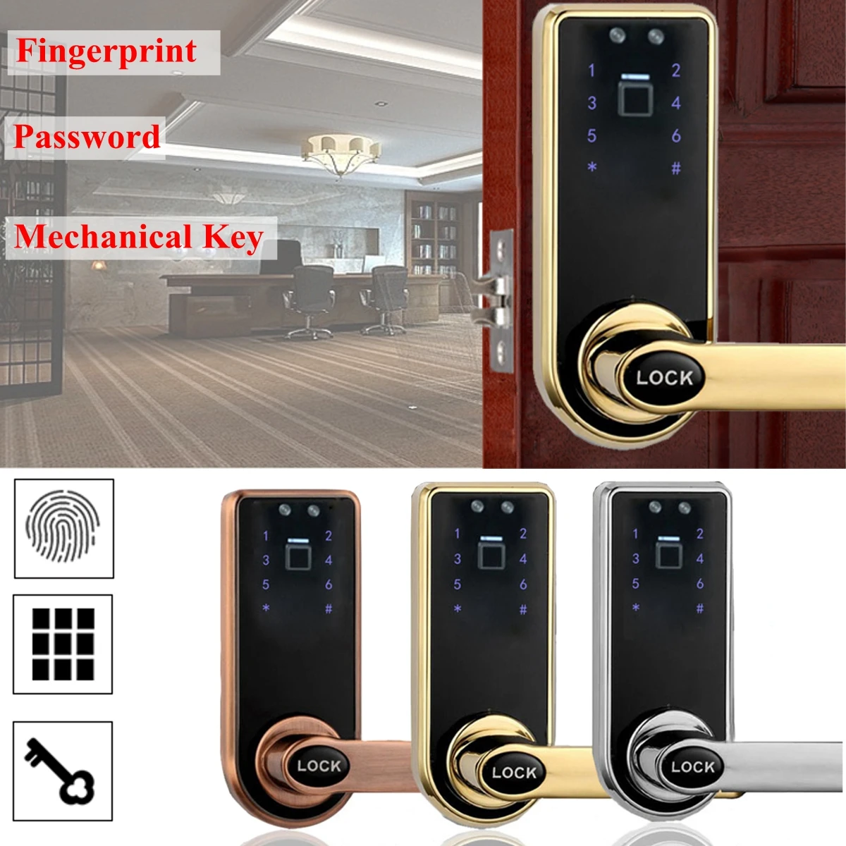 

NEW Safurance Smart Code Door Fingerprint Lock Keypad Card Home Security Access Control Electric Lock