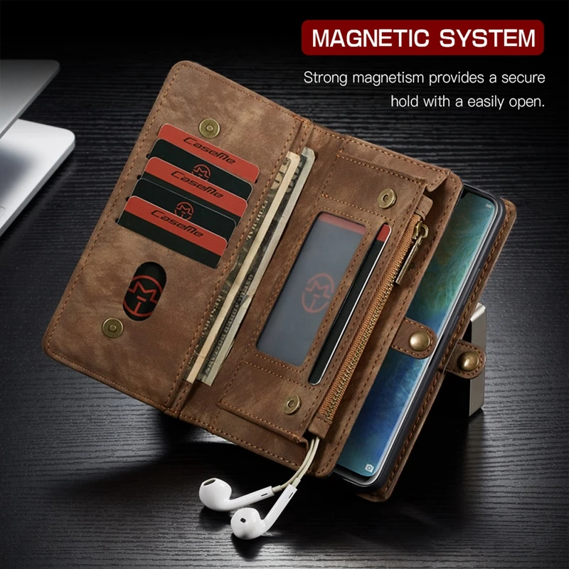 

14 Card Slots Zipper Wallet Luxury On Cases Leather For Coque Huawei Mate 20 Pro P20 Lite Nova 3E Mate20 Flip Cover Case Etui