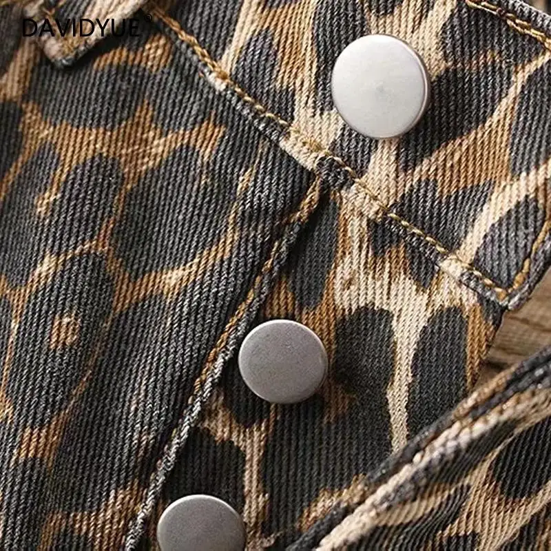 winter Leopard print jeans woman Streetwear high waist jeans plus size korean loose punk straight pants long trousers 2019