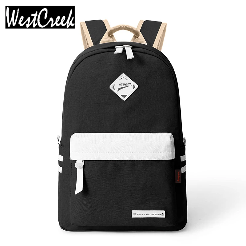 Preppy Style Fashion Women Canvas Solid School Bag Brand Travel Black Backpack For Girls Teenagers Stylish