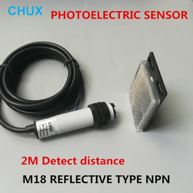 Reflective Type Photoelectric Sensor Reflector M18 NPN NO/NC/NO+NC 2m