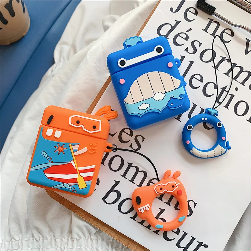 3D мультяшный чехол для AirPods, силиконовый Bluetooth чехол для зарядки наушников, чехол для Airpods 2, милый защитный чехол с животным узором