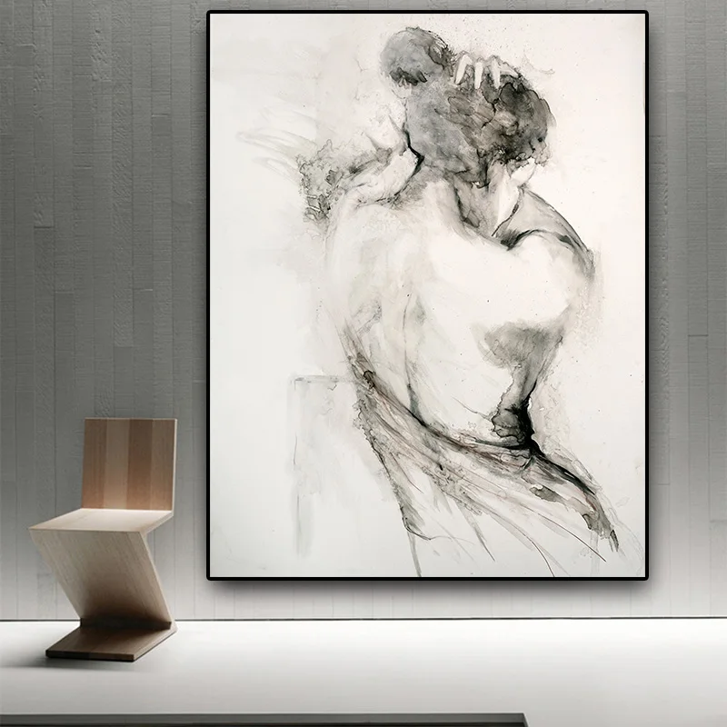 Абстрактная черно-белая женская сексуальная открытая спина картина маслом на холсте плакаты и принты скандинавские настенные картины комнаты Куадрос