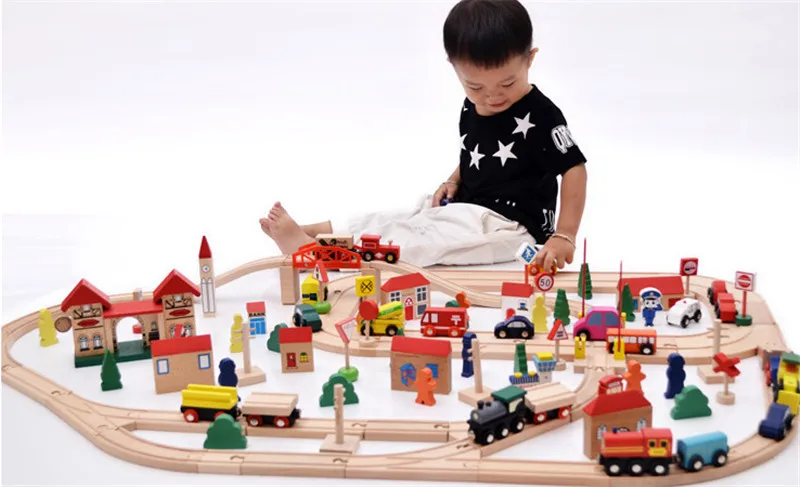 Новая деревянная игрушка 120 шт. деревянный рельс деревянные блоки Детская развивающая игрушка подарок для ребенка детская игрушка