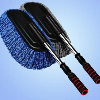 

New Style Retractable Auto Cleaner Duster Microfiber Car Cleaning Brushes Stainless Steel Long Handle Dust Wax Washable Drag