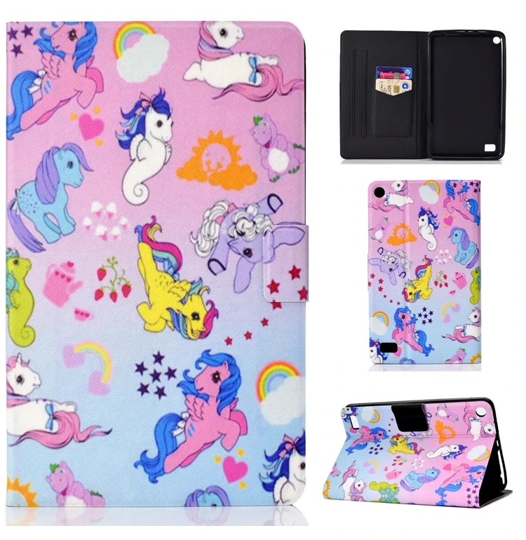 Чехол для планшета для Coque Amazon Kindle fire 7 чехол Единорог кожаный флип чехол для Etui Amazon Kindle fire 7 чехол для книги