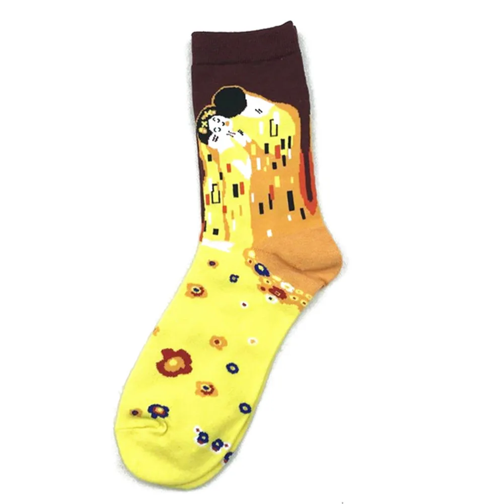 Женские Смешные носки Харадзюку персональное искусство всемирно известная серия масляной живописи печатные хлопчатобумажные мужские носки 25 цветов