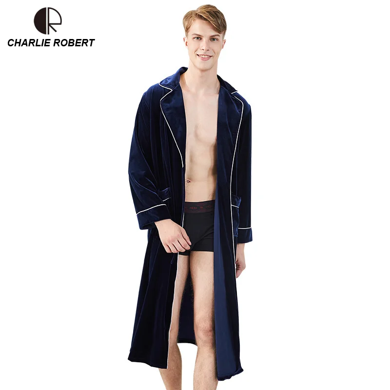 

Men Luxury Winter Bathrobe Female Warm Silk Flannel Long Kimono Bath Robe Bathrobes Night Gown