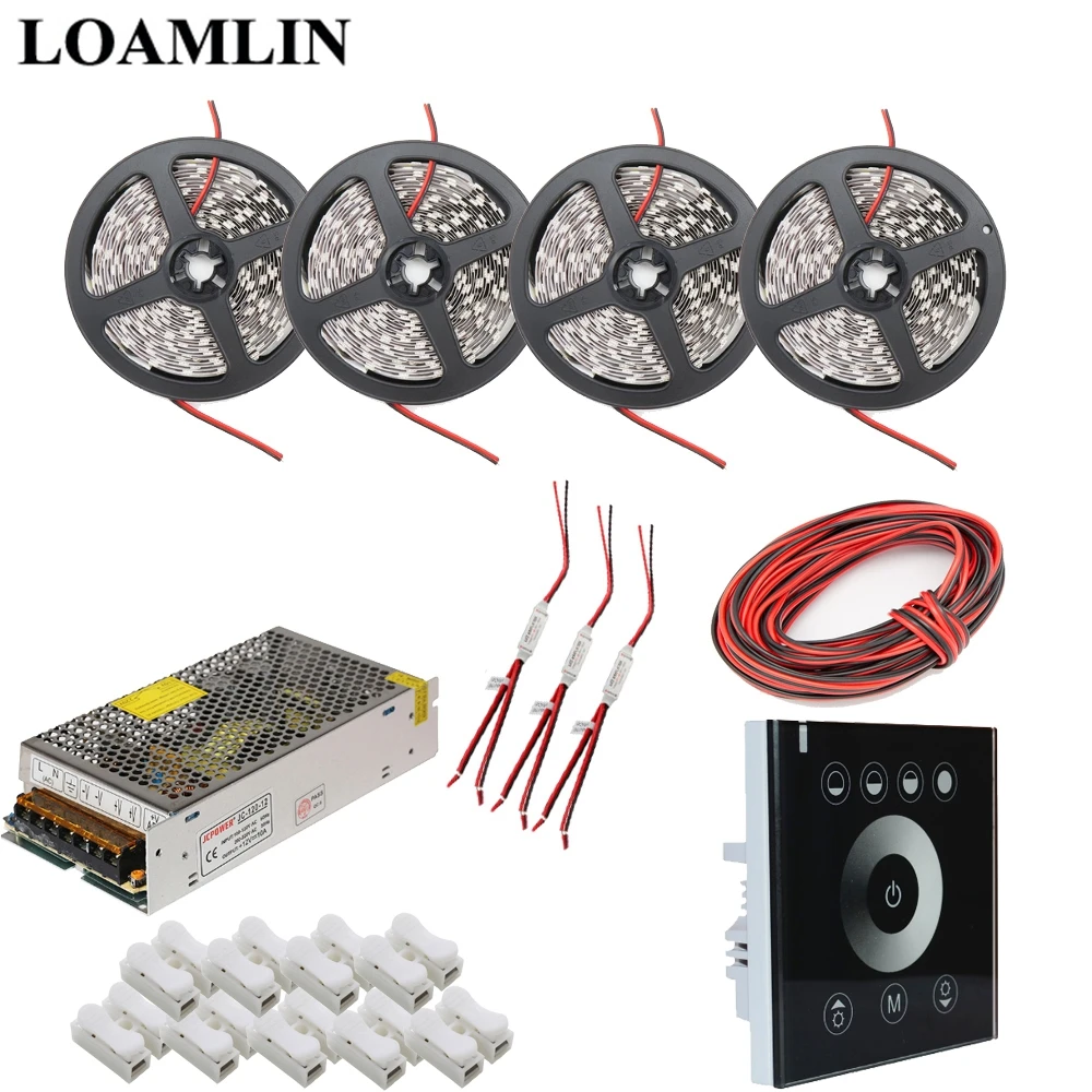 

Led Strip 5050 White/Warm White/Blue/Red Waterproof Led Light DC12V+Led Touch Panel Controller Power Transformer Kit
