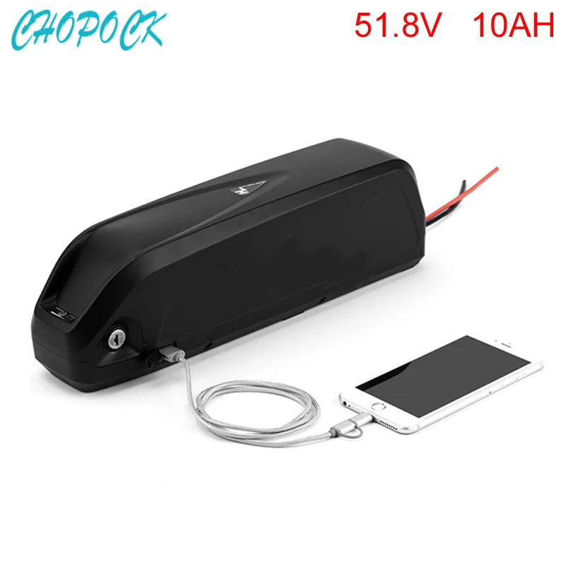 

High quality 51.8v 750w ebike battery 52v 10ah lithium ion battery pack with charger for 48v bafang 8fun mid drive motor kits