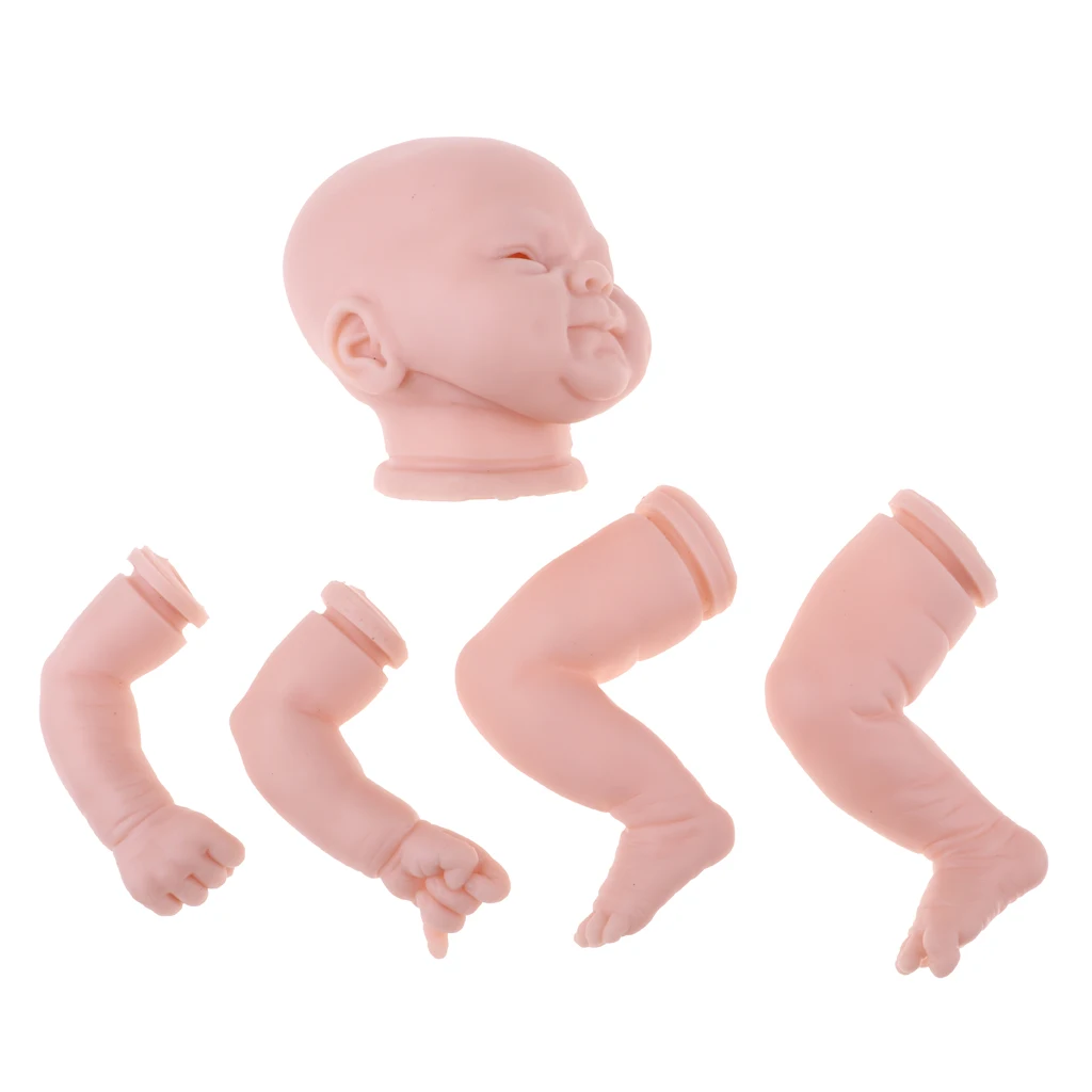 Unpainted Silicone 18inch Reborn Doll Kits Head Full Limb Mold & Suede Cloth Body & Mohair Straight Hair DIY Making