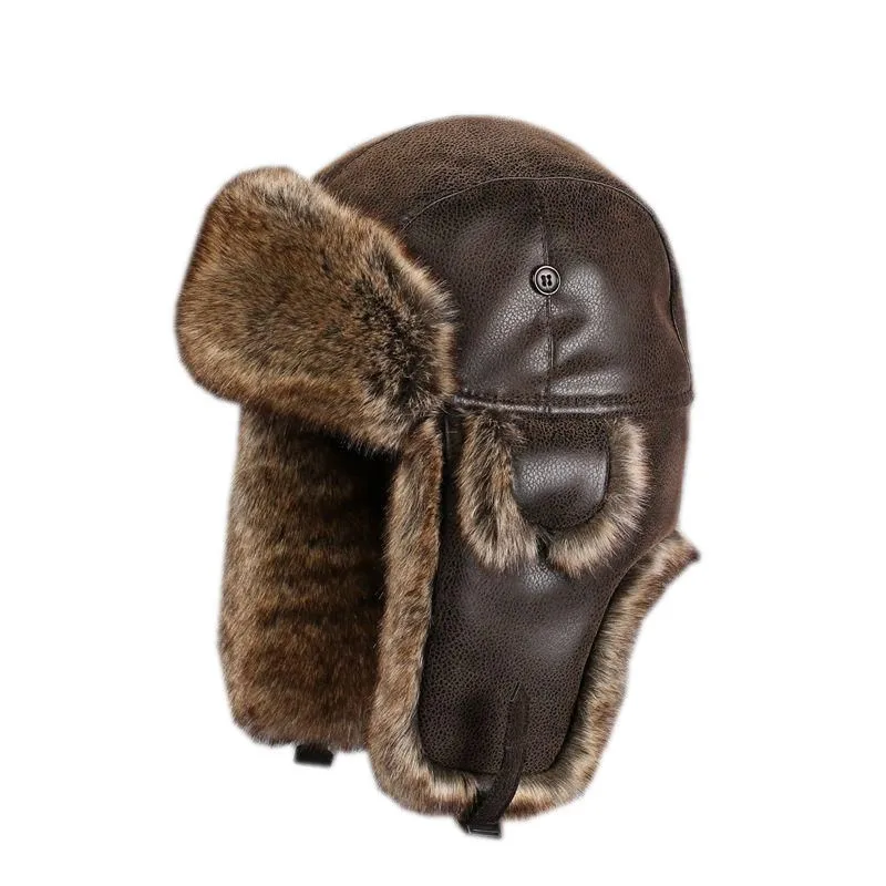 High Quality Archaize style aviator caps Leather Waterproof Winter keep warm skiing cap Mountain climbing Protective ear hat | Спорт и