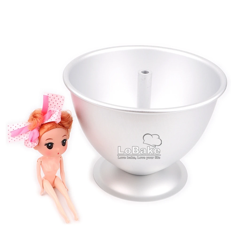 

7 inches barbie doll girl skirt dress shape cake mold aluminium alloy bakery moldes DIY cake pan tin with stands random dolls