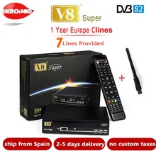 FREESAT V8 SUPER Receptor DVB-S2 HD FTA Satellite TV Receiver With 1 Year 7 CLINES Clines+USB WIFI 1080P lnb Portugal Polish TV