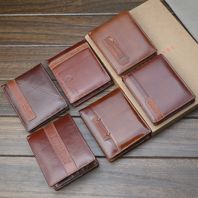 

Famous Luxury Brand Genuine Leather Top Quality Short Wallet Card Holder Male Clutch Coin Purse Casual Men's Purse Portomonee