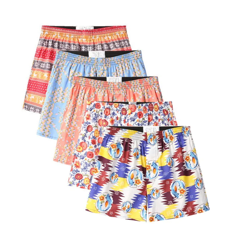 Billig 4pack Classic prited Boxer Baumwolle Herren Unterwäsche Badehose Woven Homme Pfeil Höschen Boxer mit Elastische Bund Shorts Lose männer