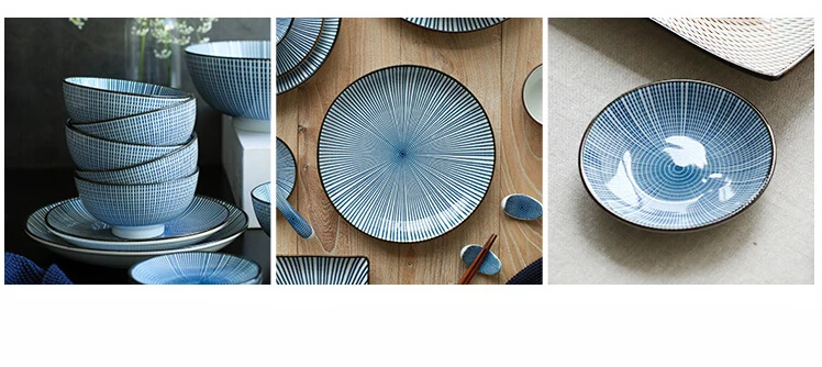 KINGLANG японский дизайн синий и белый керамический 22 шт 6 человек использовать набор посуды