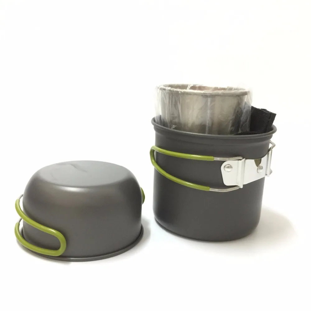 Senderismo al aire libre Camping Backpacking cocina Picnic utensilios de cocina juego olla tazón taza cuchillo y tenedor