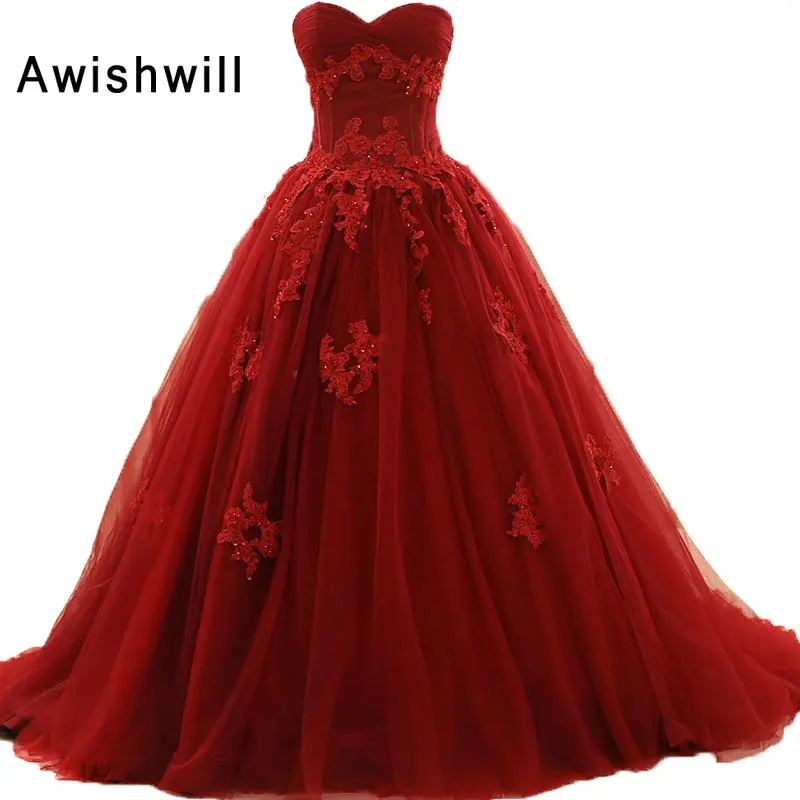New Arrival Sweetheart Lace up Back Appliques Tulle Ball font b Gown b font font b