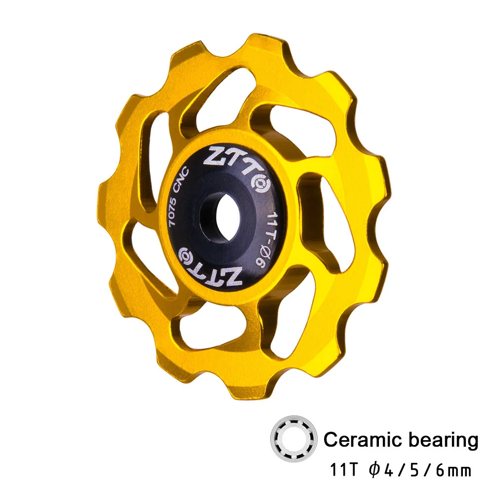 ZTTO 11 T MTB велосипед заднего колеса керамический подшипник шкив CNC дорожный велосипед направляющий ролик 4 мм 5 мм 6 мм - Цвет: Gold