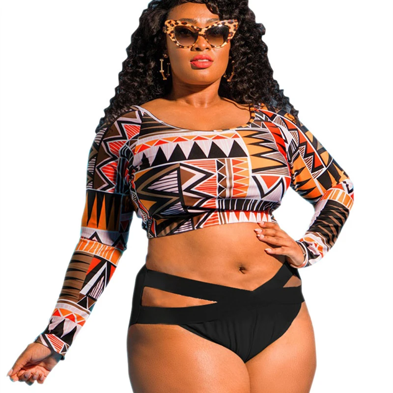 2018 long sleeve swimsuit women plus size swimwear women bathing plus size rash guard swimwear