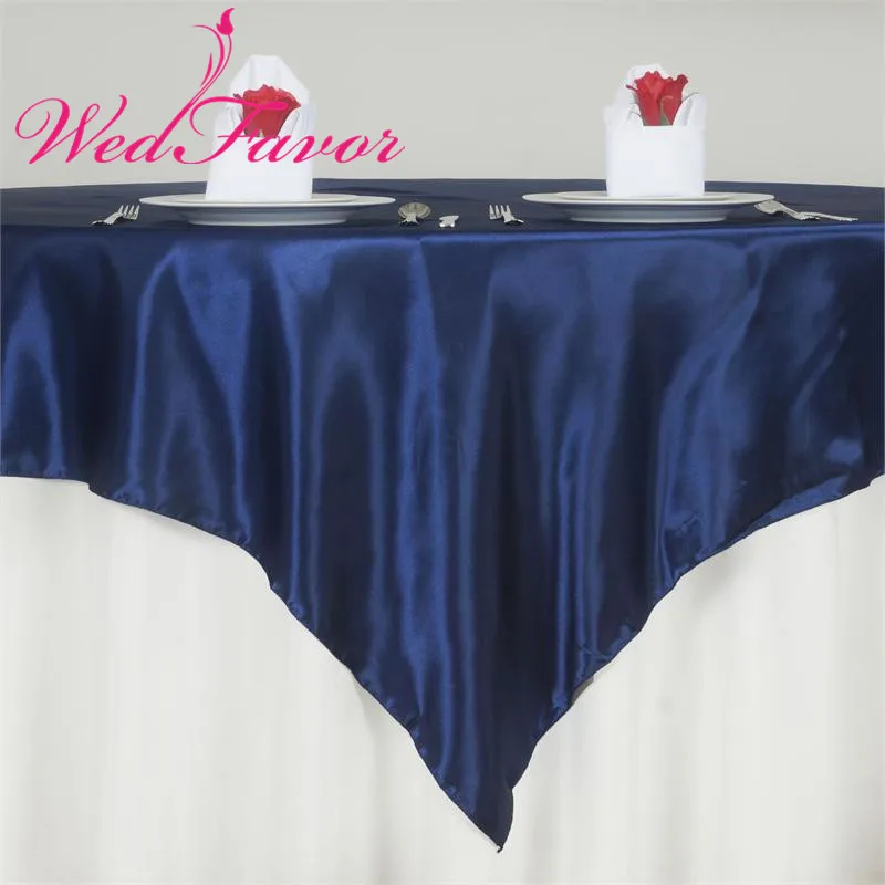 WedFavor, 1 шт., квадратная атласная накладка на стол, атласная, для банкета, скатерти для свадебного стола, для домашнего торжества, вечерние, для украшения отеля - Цвет: Navy Blue