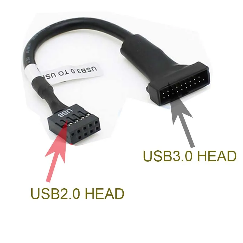 10 قطعة USB3.0 20 دبوس الذكور رأس إلى USB 2.0 شاحن أنثي للوحة الأم الحبل