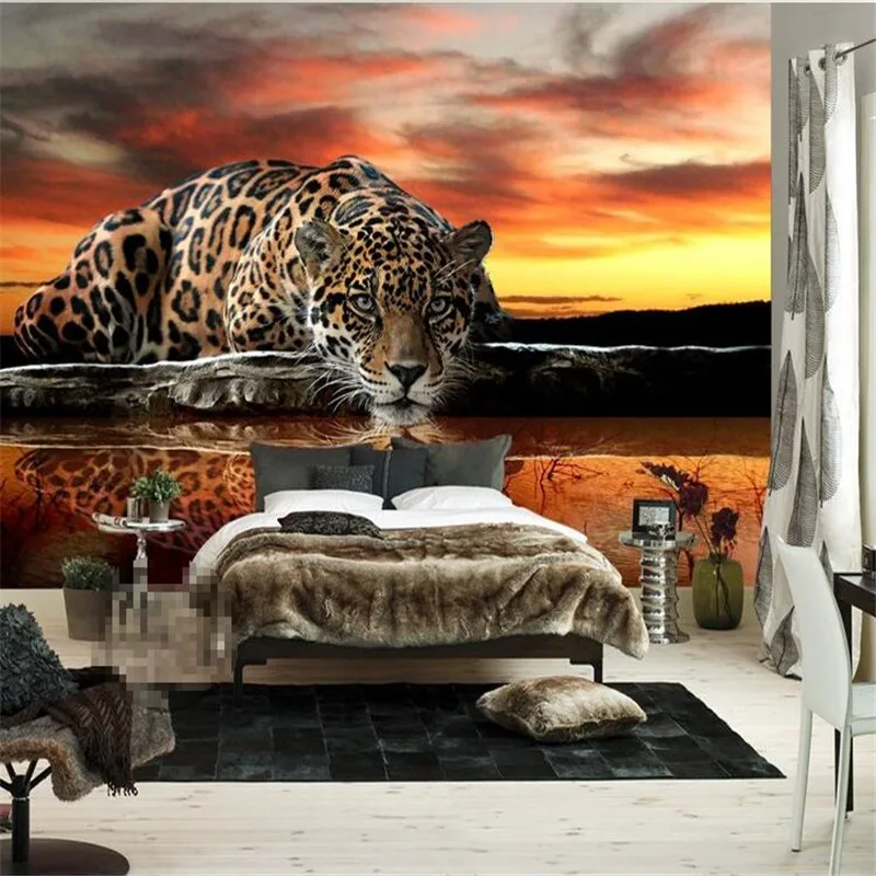 beibehang photo wallpaper High quality Tiger leopard silk wall covering