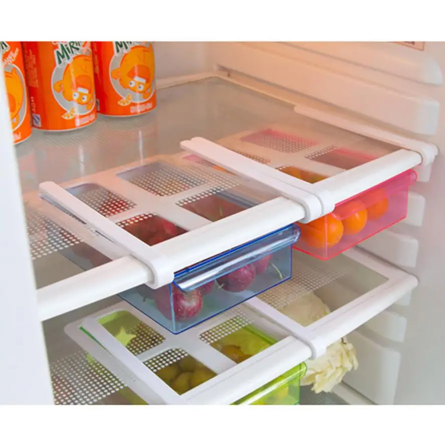 

1PC Refrigerator Storage box Slide Fridge Freezer Organizer Refrigerator Storage Rack Shelf Drawer 727 levert dropship