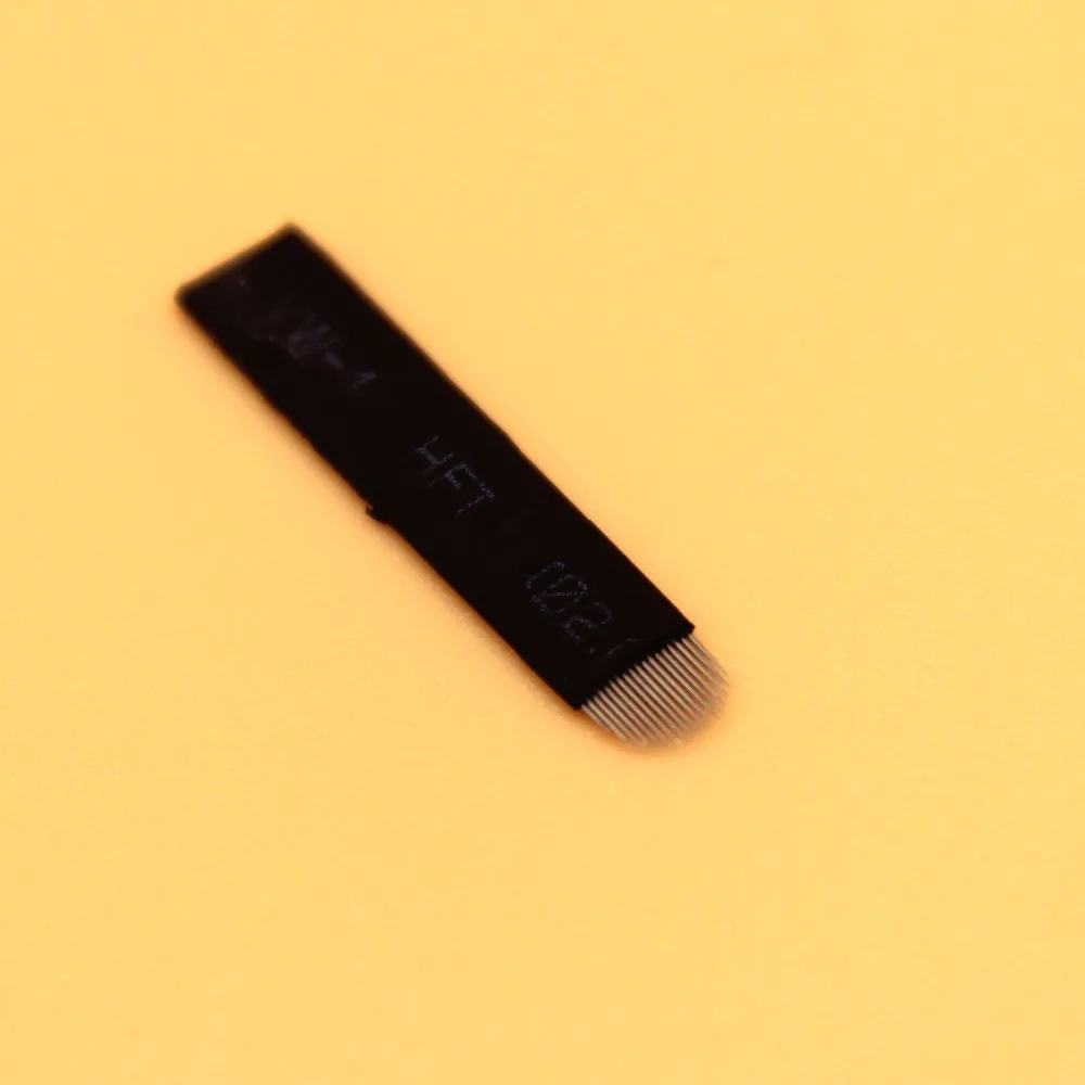 100 шт. черные 18 pin u-образные иглы для бровей татуировки с 1 шт. компас Тип ручка для микроблейдинга для постоянного макияжа татуировки