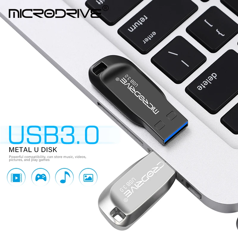 Original Capacity USB Flash Drive 128GB Super Speed USB 3.0 Memory Stick USB 3.0 64gb 32gb 16gb silver metal Pen Drives