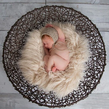 

bebe Newborn Photography Props Blankets,Soft Plush Baby Blanket Basket Stuffer,Faux Fur Fotografia Background Fill Stuffer Photo