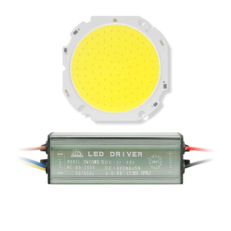 

1Set COB Lamp Chip+Supply Driver 50W 30W LED Integrated Lamp Chip with LED Power AC 85-265V Warm Cold White For LED Floodlight