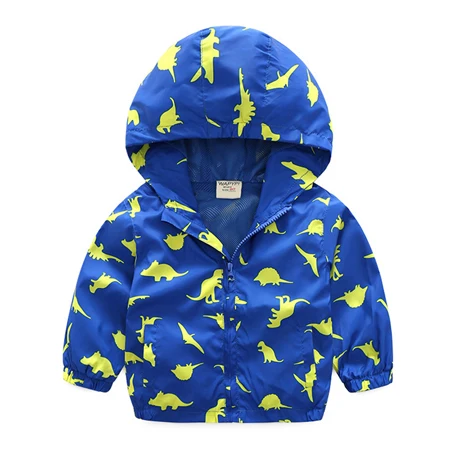 Benemaker/осенние куртки с капюшоном и капюшоном для мальчиков; милая детская одежда; От 2 до 8 лет верхняя одежда с рисунком; ветровка для маленьких детей; пальто; JH044 - Цвет: Blue