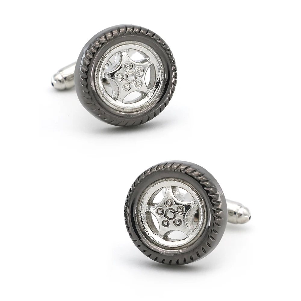 

iGame Auto Tyre Cuff Links Gunblack Color Quality Brass Material Novelty Car Design Free Shipping