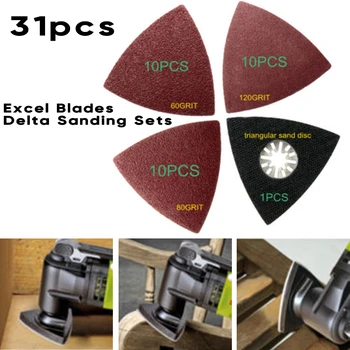 

30pcs Oscillating Sanding Paper 60/80/120 Grit For Fein Woodworking Polisher Sander Papers Triangular Sand Disc