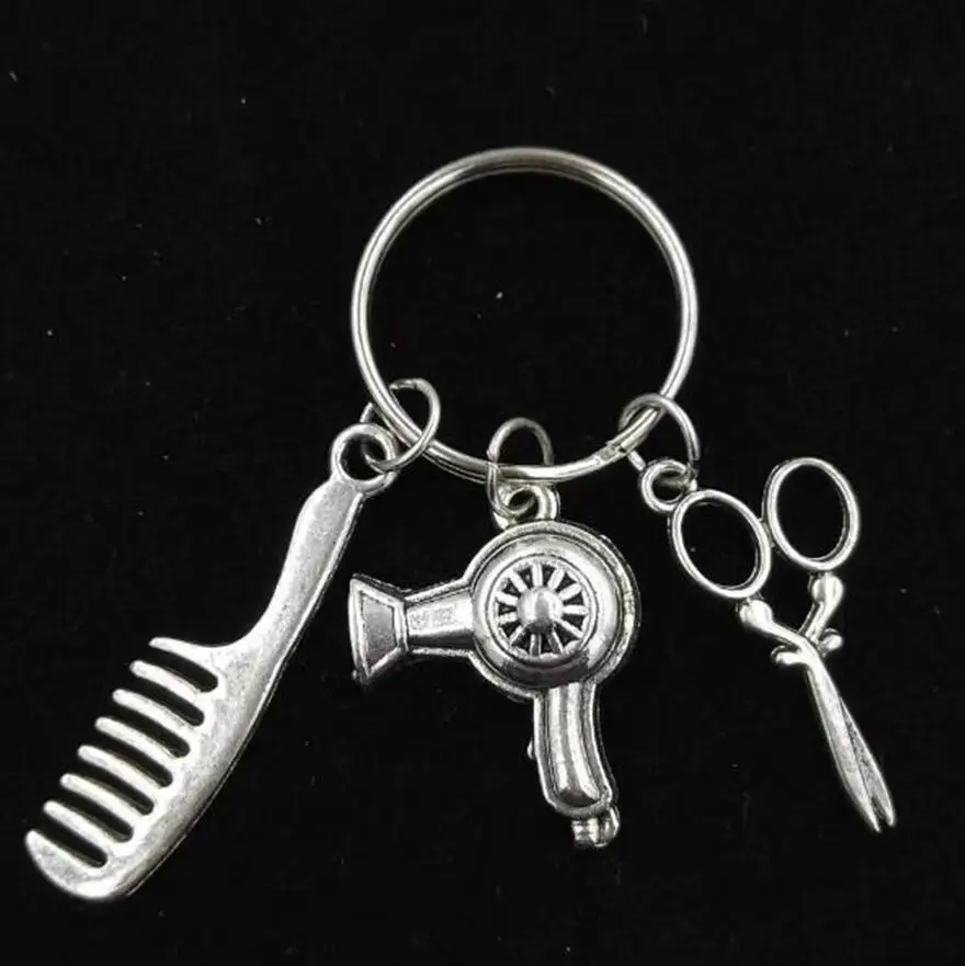 Fashion JEWELRY Hairdresser Gift Comb / Hair Dryer / Scissors Chimes