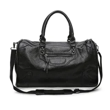 Модные женские сумки мужские Weekender большой емкости PU Мягкий чехол подушка пакет багажные сумки черный/серебристый