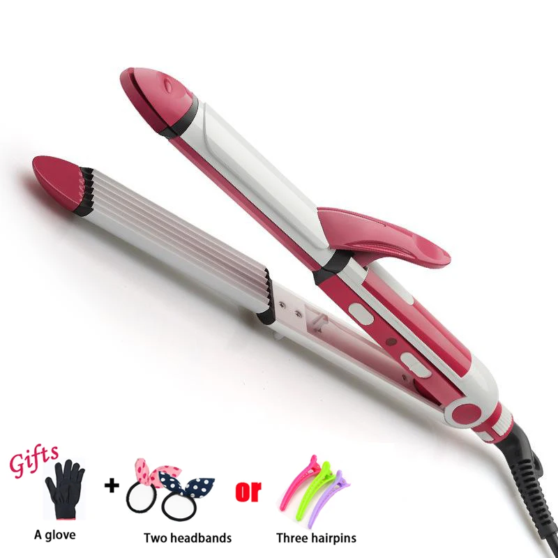 

3in1 Professional 110-240v Corn Roller Straightner Hair Curler Ceramic Curling Iron Styler Tooling Wave Hair Straighting B08