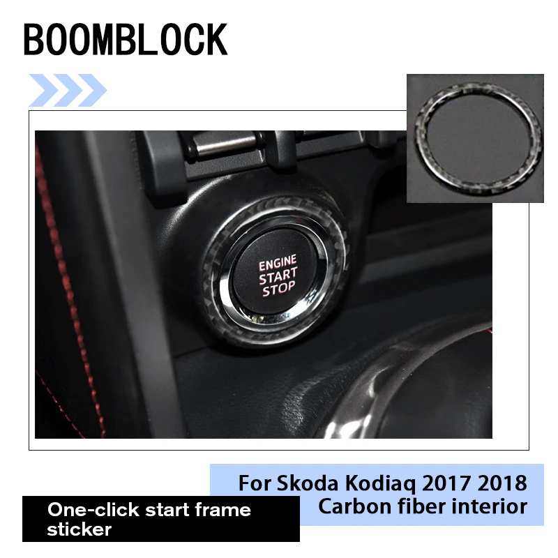 

Auto Black Carbon Fiber One-click Start Switch Button Frame Sticker For Skoda Kodiaq 2017 2018 Car Styling Interior Accessories