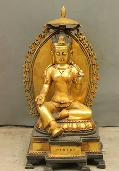 

wholesale factory 26" Tibetan Buddhism Temple Bronze Gilt Green Tara GuanYin Lotus Seat Statue 25% off
