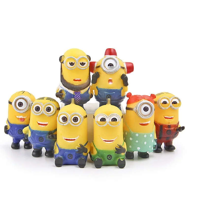 8PCS/Set Despicable Me Minion Action Figures Minions Mini Toys Resin