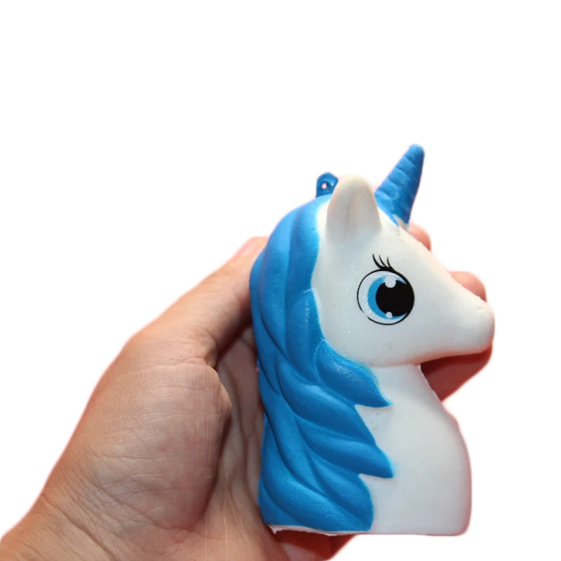 kawaii Squishy Jumbo 10.5cm Blue Unicorn Horse Squishy Slow Rising Stress Relief Toy Squeeze Phone Strap Squishi Kid Juguetes