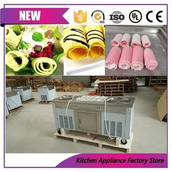 

2 round pans with 10 tanks flat pan fried ice cream machine with R410A