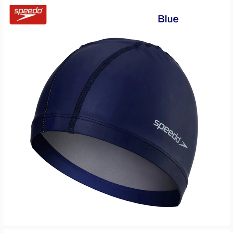 Speedo gorros de baño impermeables para hombre mujer, gorra plana de PU para piscina, protección las orejas, gorro de baño|waterproof swimming cap|swim cap puswimming cap - AliExpress