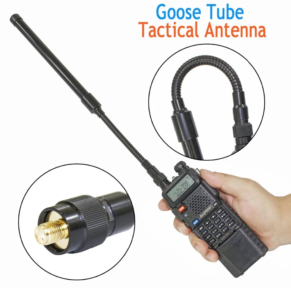 

ABBREE AR-148 Goose Tube SMA-Female Dual Band 144/430Mhz Foldable CS Tactical Antenna For Walkie Talkie Baofeng 5R BF-888S Radio